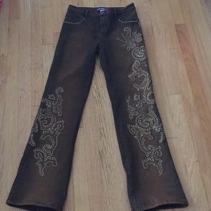 Appliqué and jeweled embellished Jeans